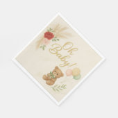 Oh Baby Shower Napkins with Teddy Bear & Pampas  Servet (Hoek)