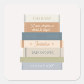 Oh Baby shower Nieuw hoofdstuk Storybook Stack Vierkante Sticker (Voorkant)