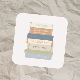 Oh Baby shower Nieuw hoofdstuk Storybook Stack Vierkante Sticker