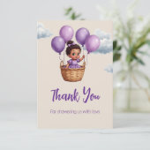 Oh Baby Shower Paars Bedankkaart (Staand voorkant)
