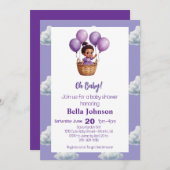 Oh Baby shower Paarse Kaart (Voorkant / Achterkant)