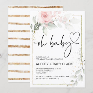 Oh Baby shower Party Girl Boy Baby Party Floral Kaart