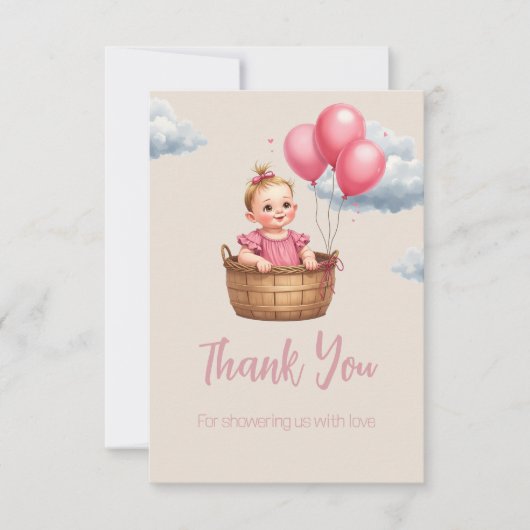 Oh Baby Shower Pink Bedankkaart (Voorkant)