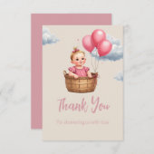 Oh Baby Shower Pink Bedankkaart (Voorkant / Achterkant)