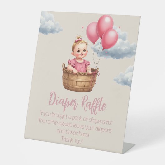 Oh Baby shower Pink Reclamebord Met Voetstuk (Voorkant)