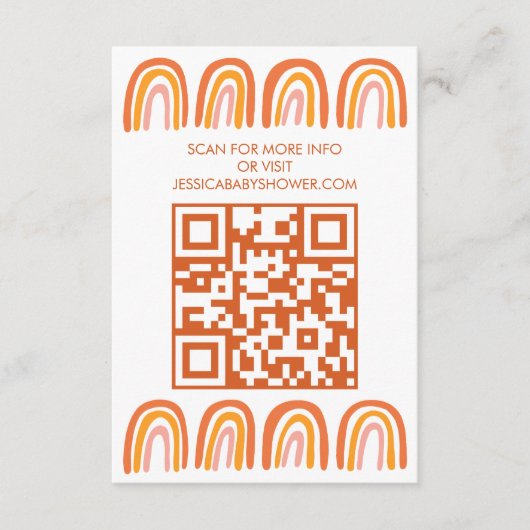 OH BABY SHOWER Rainbow CUSTOM QR CODE Informatiekaartje (Voorkant)