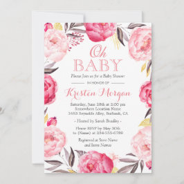 Oh Baby shower Romantic Botanische Floral Wreate Kaart