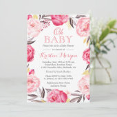 Oh Baby shower Romantic Botanische Floral Wreate Kaart (Staand voorkant)