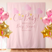 Oh Baby shower  Roze Foto Booth Backdrop Wandkleed