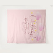 Oh Baby shower  Roze Foto Booth Backdrop Wandkleed (Voorkant (horizontaal))