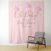 Oh Baby shower  Roze Foto Booth Backdrop Wandkleed (In situ)