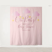 Oh Baby shower  Roze Foto Booth Backdrop Wandkleed (Voorkant)