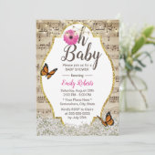Oh Baby shower Rustic Baby's Breath Floral Musical Kaart (Staand voorkant)