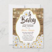 Oh Baby shower Rustic Daisy Flowers String Lights Kaart (Voorkant)