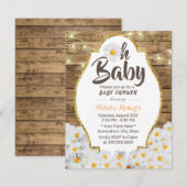 Oh Baby shower Rustic Daisy Flowers String Lights Kaart (Voorkant / Achterkant)