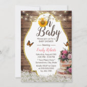 Oh Baby shower Rustic Floral Cake Sunflower Kaart (Voorkant)