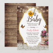 Oh Baby shower Rustic Floral Cake Sunflower Kaart (Voorkant / Achterkant)