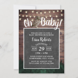 Oh Baby shower Rustic Forest Owl String Lights Kaart
