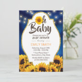 Oh Baby shower Rustic Sunflower Blue Kaart (Staand voorkant)