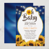 Oh Baby shower Rustic Sunflower Blue Kaart (Voorkant / Achterkant)