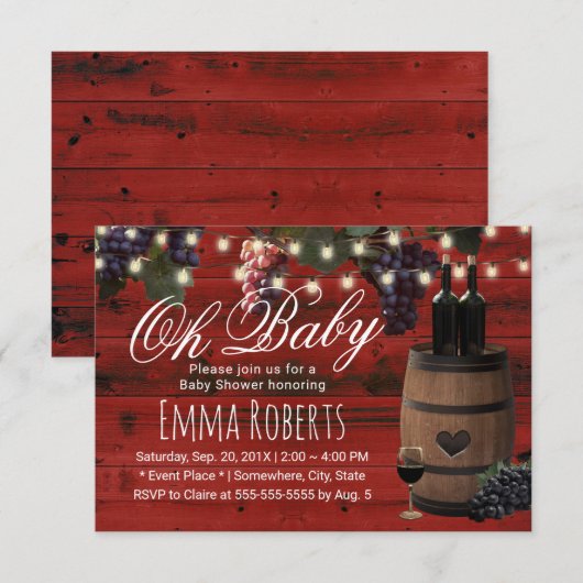 Oh Baby shower Rustige Wijnloop Land Red Barn Kaart (Voorkant / Achterkant)