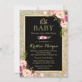 Oh Baby shower Shiny Gold Glitter Sparkles Floral Kaart (Voorkant)