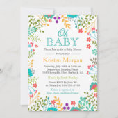 Oh Baby shower Spring Floral Blauwgroen Green Kaart (Voorkant)