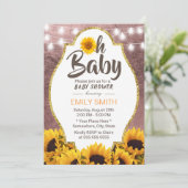 Oh Baby shower Sunflower String Lights Roos Gold Kaart (Staand voorkant)