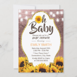 Oh Baby shower Sunflower String Lights Roos Gold Kaart
