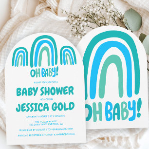 OH BABY SHOWER Sweet Blue Rainbow CUSTOM Arch Kaart