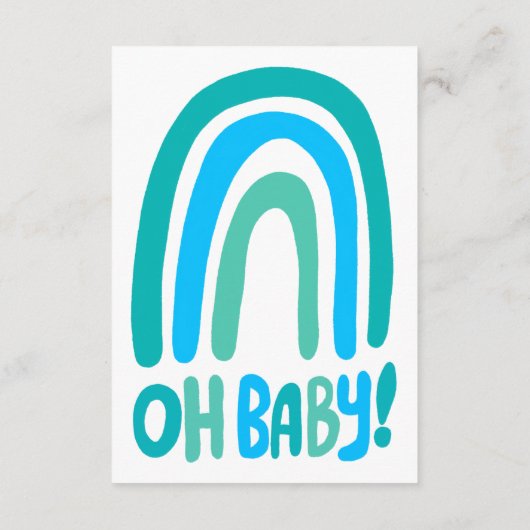 OH BABY SHOWER Sweet Blue Rainbow CUSTOM Informatiekaartje (Achterkant)