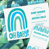 OH BABY SHOWER Sweet Blue Rainbow CUSTOM Informatiekaartje