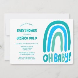 OH BABY SHOWER Sweet Blue Rainbow CUSTOM QR CODE Kaart