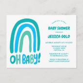 OH BABY SHOWER Sweet Blue Rainbow CUSTOM Uitnodiging Briefkaart (Voorkant)