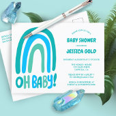 OH BABY SHOWER Sweet Blue Rainbow CUSTOM Uitnodiging Briefkaart