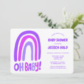 OH BABY SHOWER Sweet Paarse Regenboog CUSTOM Kaart (Staand voorkant)