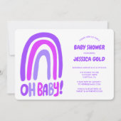 OH BABY SHOWER Sweet Paarse Regenboog CUSTOM Kaart (Voorkant)