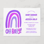 OH BABY SHOWER Sweet Paarse Regenboog CUSTOM Uitnodiging Briefkaart (Voorkant)