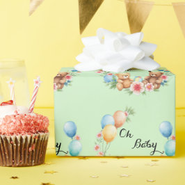 Oh Baby shower teddies & ballonnen Cadeaupapier
