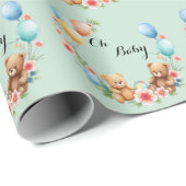 Oh Baby shower teddies & ballonnen Cadeaupapier (Rol Hoek)