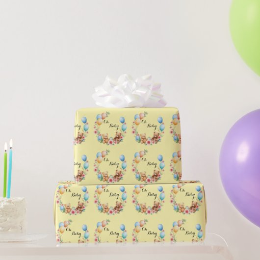 Oh Baby shower teddies & ballonnen Cadeaupapier (Feestgeschenken)