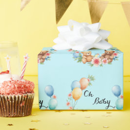 Oh Baby shower teddies & ballonnen Cadeaupapier