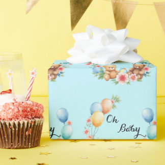 Oh Baby shower teddies & ballonnen Cadeaupapier