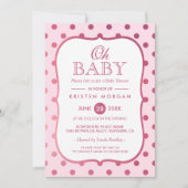 Oh Baby shower Trendy Pink Glitter Polka Dots Kaart (Voorkant)