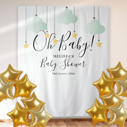 Oh Baby Shower Twinkle Stars Fotohokje Achtergrond Wandkleed