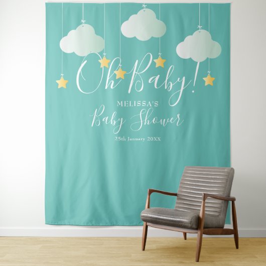 Oh Baby Shower Twinkle Stars Photo Booth Achtergro Wandkleed (In situ)