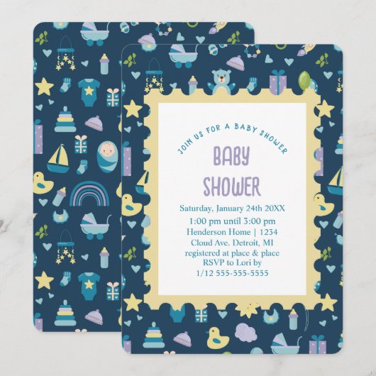 Oh Baby shower Uitnodiging (Voorkant / Achterkant)