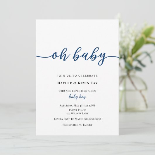 Oh Baby shower uitnodiging (Staand voorkant)