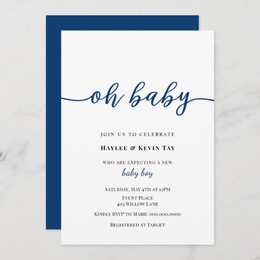 Oh Baby shower uitnodiging (Voorkant / Achterkant)