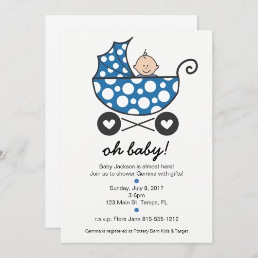 oh baby shower uitnodiging (Voorkant / Achterkant)